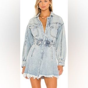 Free People Chain of Command denim mini dress